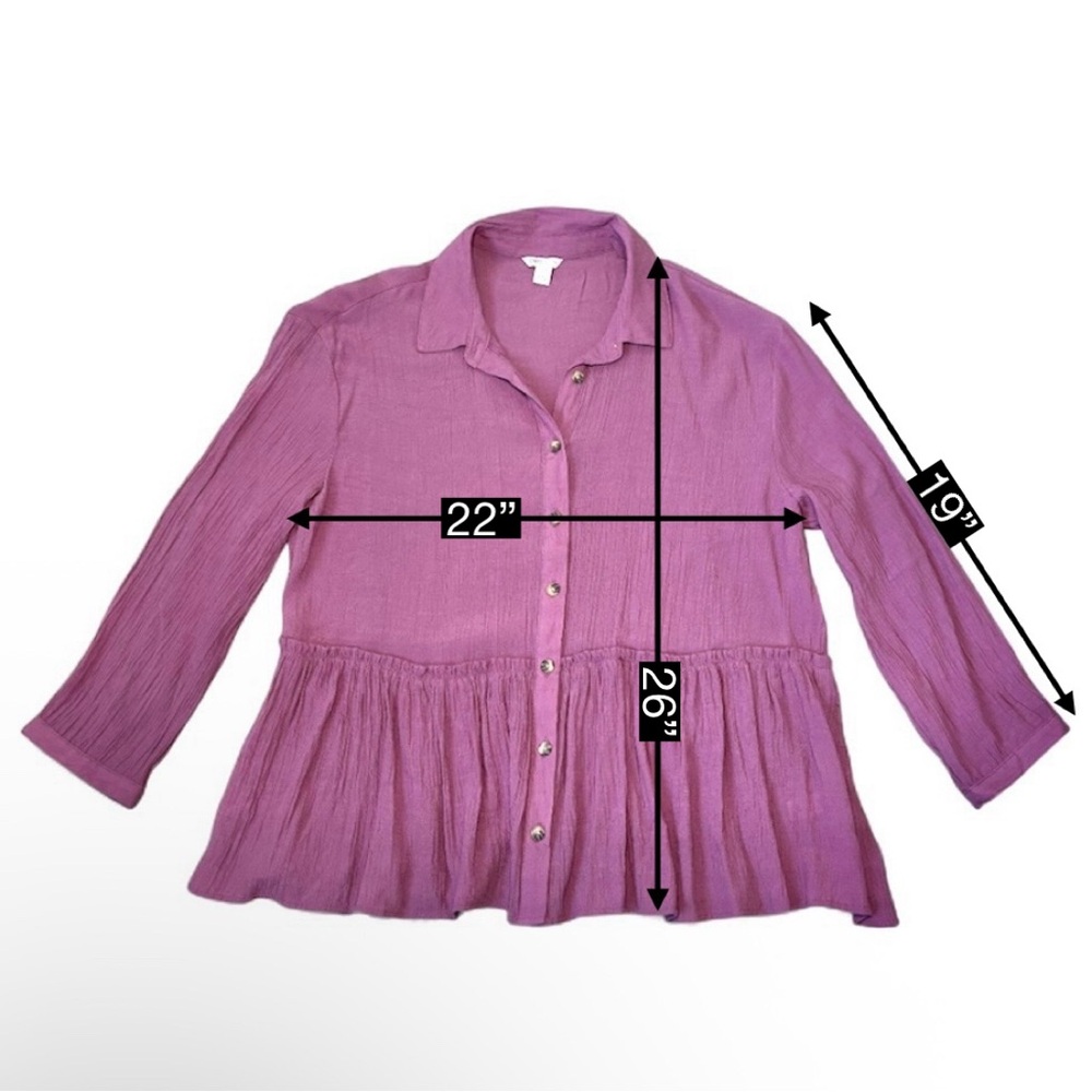 Cato Mauve Button-Up Women's Top - Picture 7 of 8
